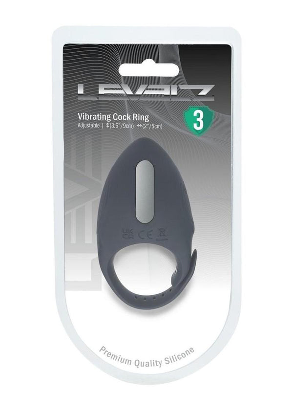Levelz Adjustable Vibrating Silicone Rechargeable Cock Ring - Black