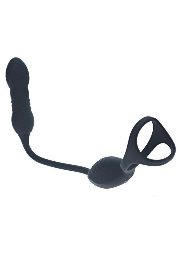 Levelz Vibrating and Thrusting Silicone Rechargeable Tri O Cock Ring with Prostate Stimulator