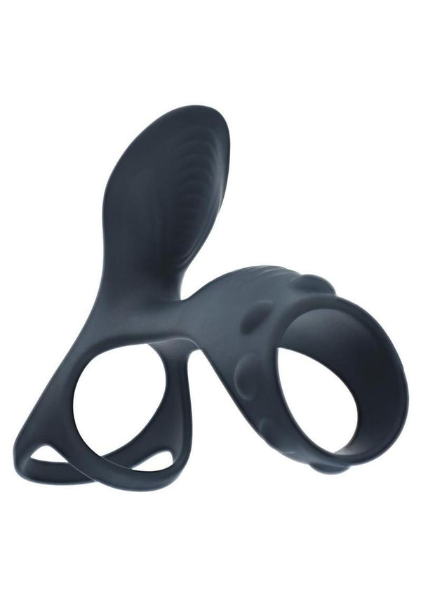 Levelz Vibrating Silicone Rechargeable Cock and Ball Ring with Shaft Loop
