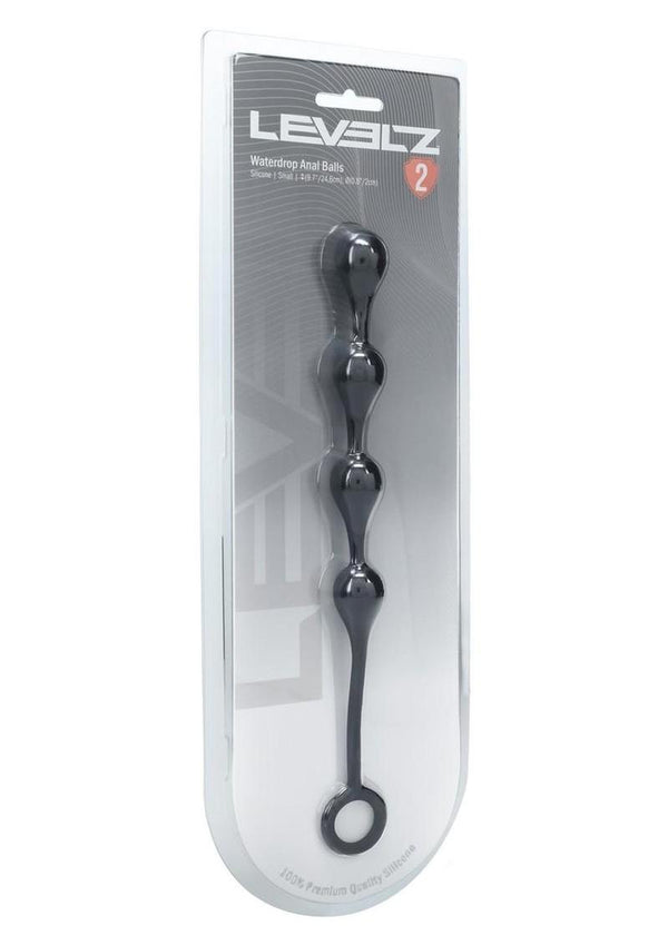 Levelz Waterdrop Silicone Anal Balls - Black - Small - 20mm
