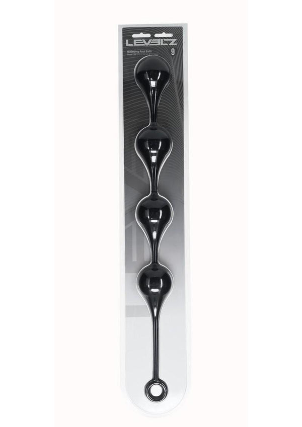 Levelz Waterdrop Silicone Anal Balls - Black - XXLarge - 60mm