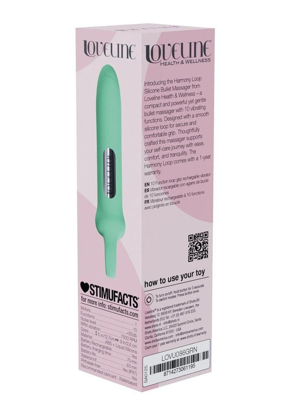 Loveline Harmony Loop Grip Vibe Ergonomic 10 Function Silicone Bullet Massager