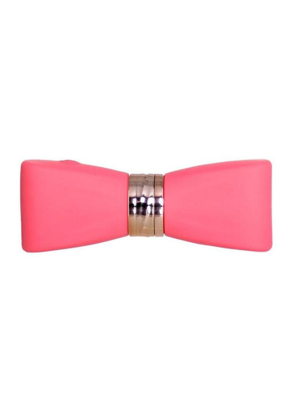 M'lady Pinpoint Silicone Rechargeable Bow Tie Wand - Coral/Orange