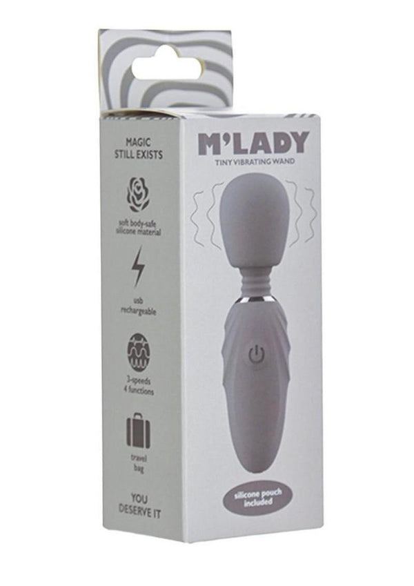 M'lady Rechargeable Silicone Tiny Vibrating Wand - Grey