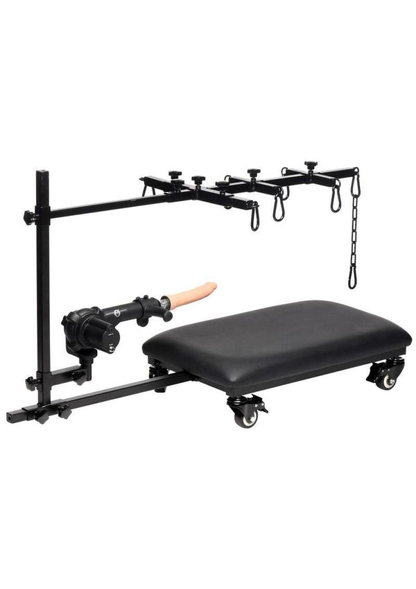 Master Series Hog Tie Restraint Rack with Sex Machine - Black