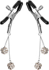Master Series Ornament Adjustable Nipple Clamps W/ Jewel Accents - Black/Clear