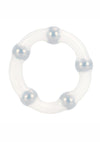 Metallic Bead Ring Silicone Cock Ring - Clear