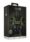 Ouch! Chest Bulldog Harness - Black/Glow In The Dark/Green - Medium/Small