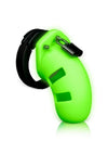 Ouch Model 20 Silicone Cock Cage - Glow In The Dark/Green - 3.5in