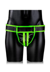 Ouch! Striped Jock Strap - Black/Glow In The Dark/Green - Large/XLarge