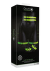Ouch! Thigh Cuffs with Belt and Handcuffs - Glow In The Dark/Green - Large/XLarge