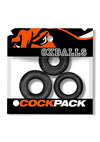 Oxballs Cockpack Multi Design Cockrings (3 Pack) - Black Mica