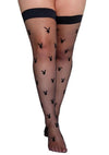 Playboy Bunny Noir Stockings - Black - Queen