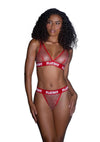 Playboy Galaxy Bunny - Black/Red - Large/XLarge - 2 Piece/Set