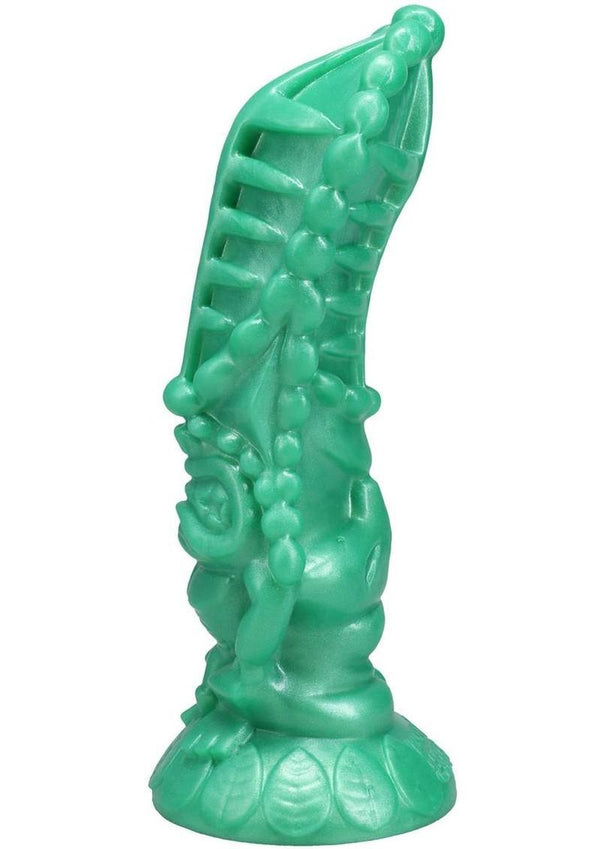 Polynesian Pleasure Idols Mala Ma'ona Earth Idol Rechargeable Silicone Vibrating Dildo with Remote Control - Green