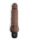 Powercocks Silicone Realistic Vibrator with Clitoral Stimulator - Chocolate - 7in
