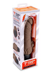 Powercocks Silicone Realistic Vibrator with Clitoral Stimulator - Chocolate - 7in