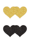 Pretty Pasties Glitter Hearts - Black/Gold