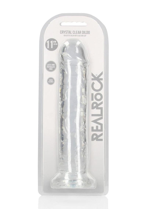 Realrock Crystal Clear Straight No Balls Dildo - Clear - 11in