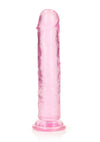 Realrock Crystal Clear Straight No Balls Dildo - Clear/Pink - 7in