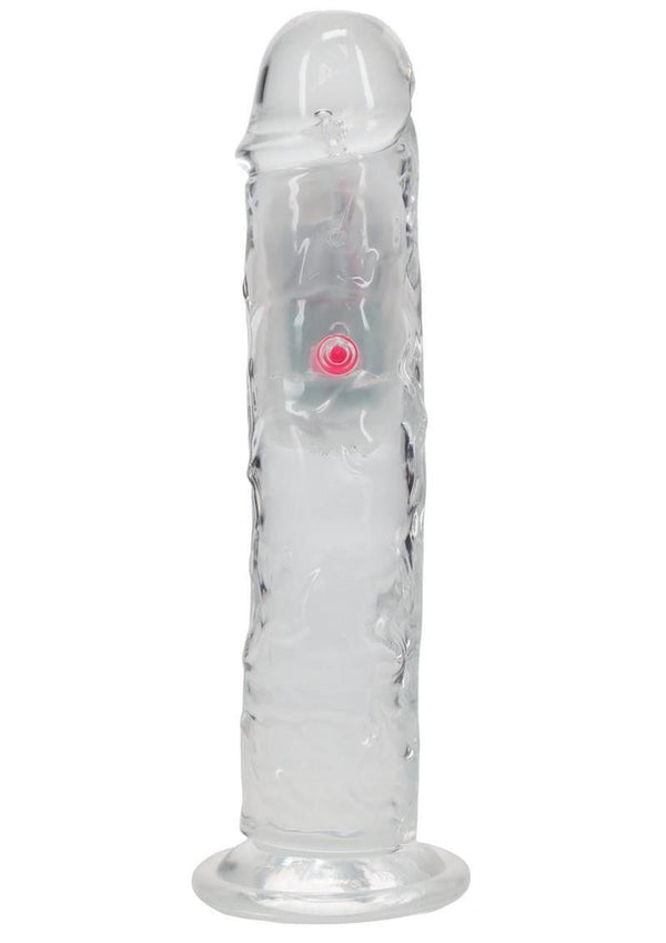 Realrock Vibrating Led Wireless Rechargeable Remote Control Straight Cock - Clear - 8in
