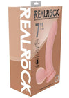 Realrock Rechargeable Silicone Dual Layered Vibrating Curved Dildo with Weighted Balls - Vanilla - 7in