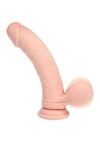 Realrock Rechargeable Silicone Dual Layered Vibrating Curved Dildo with Weighted Balls - Vanilla - 8in