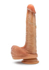 Renaissance Davinci Silicone Sliding Foreskin Dildo with Squeezable Balls - Caramel - 8in