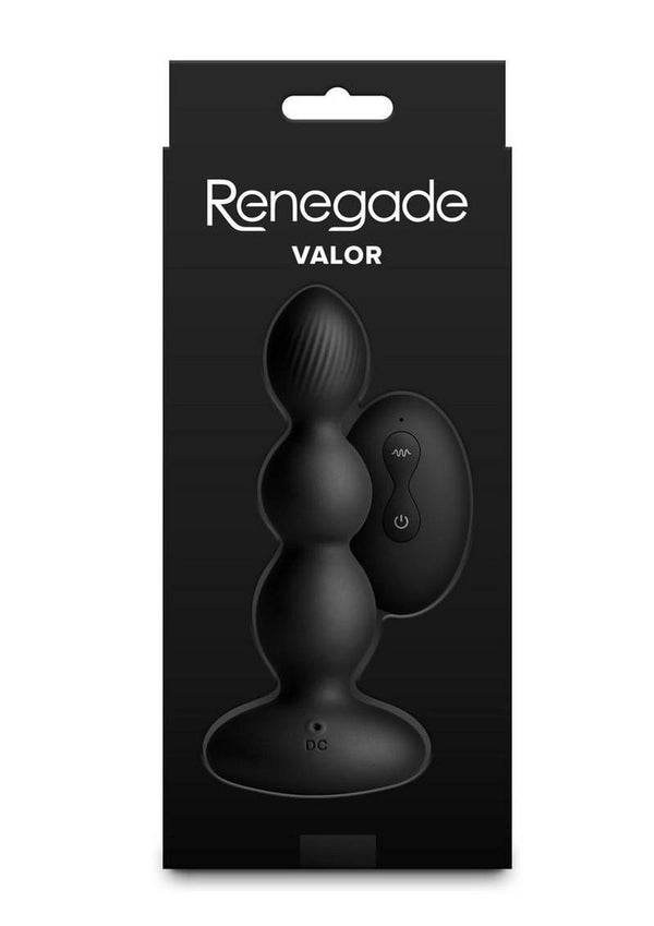 Renegade Valor Rechargeable Silicone Vibrating Anal Beaded Plug with Remote
