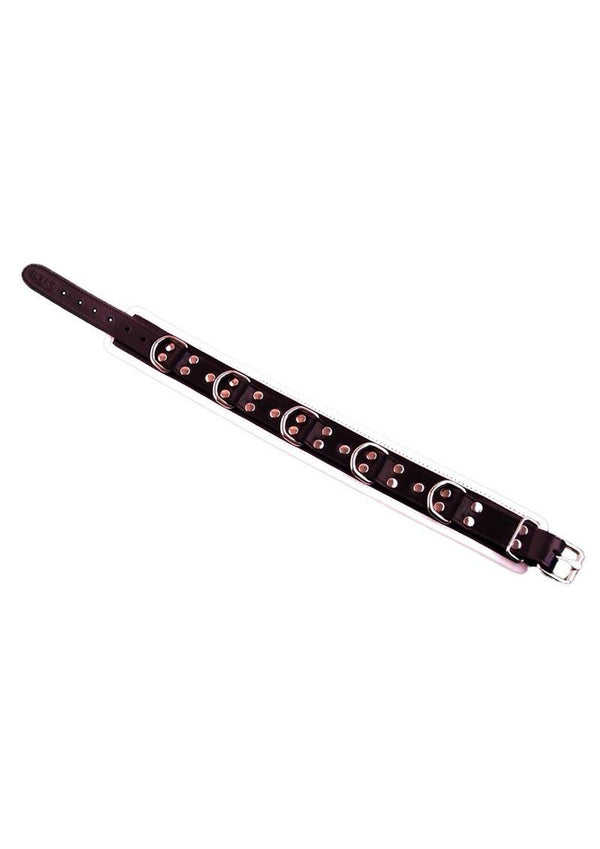 Rouge 5 D Ring Leather Collar - Black/White