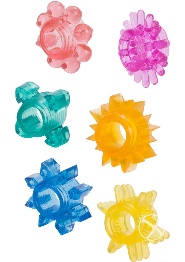 Senso 6 Pack Cock Rings - Assorted Colors - 6 Piece Set