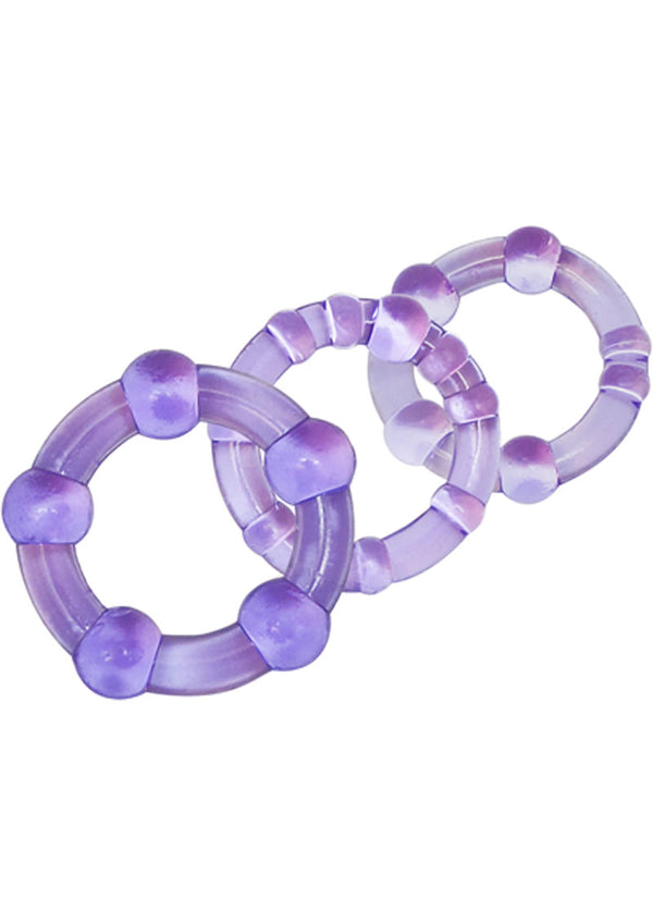 Stay Hard Beaded Cock Rings (3 Sizes - Purple