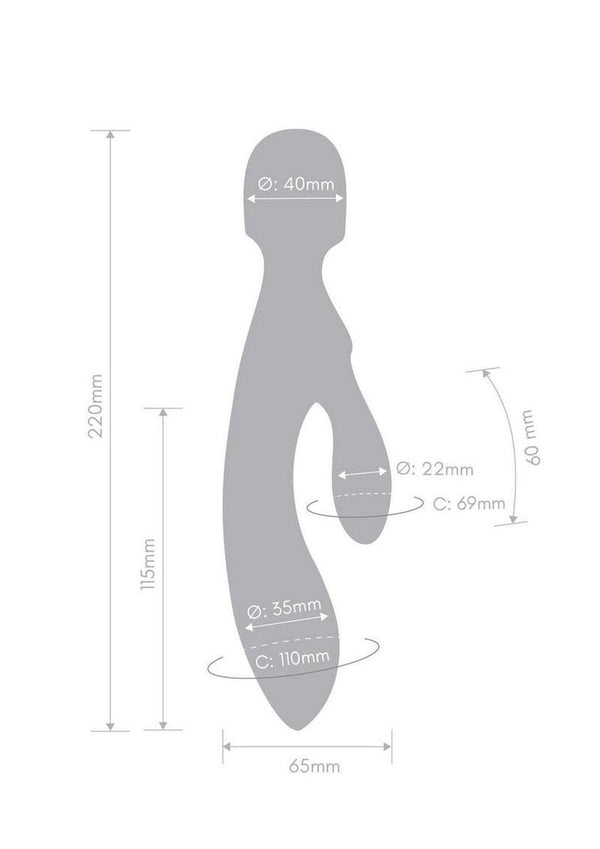 Together Tri Delight Dual-Ended Rechargeable Silicone Triple Stim Wand and Rabbit Vibrator
