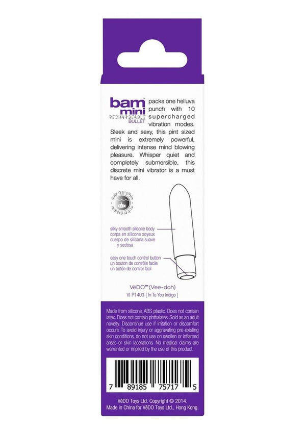 Vedo Bam Mini Rechargeable Silicone Bullet Vibrator - Into You