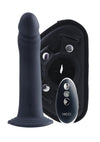 Vedo Diki Rechargeable Silicone Vibrating Dildo with Harness and Remote Control - Just - Black
