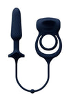 Vedo Humper Rechargeable Silicone Dual C-Ring with Anal Plug - Black - 5in