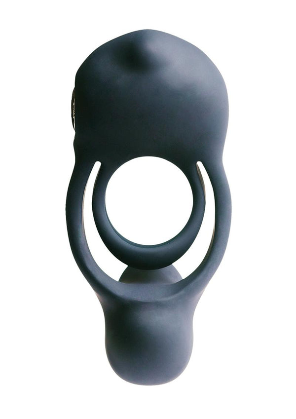 Vedo Roco Rechargeable Silicone Vibrating Dual Motor Cock Ring - Just - Black