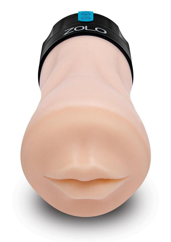 ZOLO Gawk Gawk Rechargeable Silicone Vibrating Deep Throat Blowbot Masturbator - Black/Vanilla